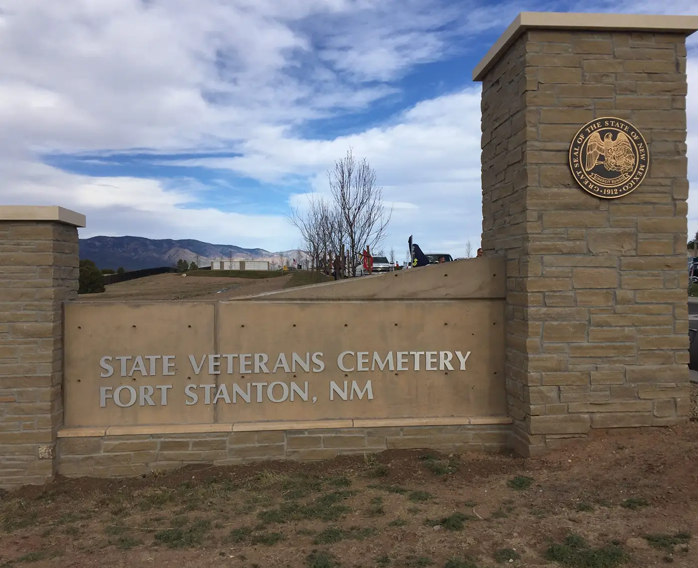 Fort-Stanton-Cemetary-sign Entry sign for the State Veterans' Cemetery in Fort Stanton, NM
