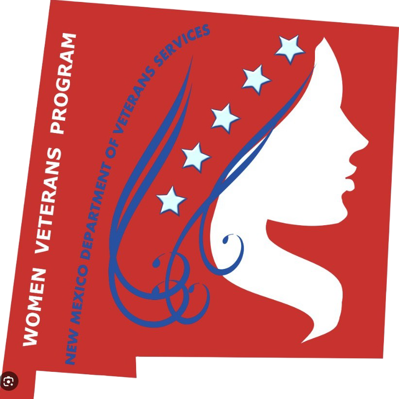 WVP Logo- Clear Womens Veterans Program logo showing the silhouette of a woman's face over the red shape of New Mexico